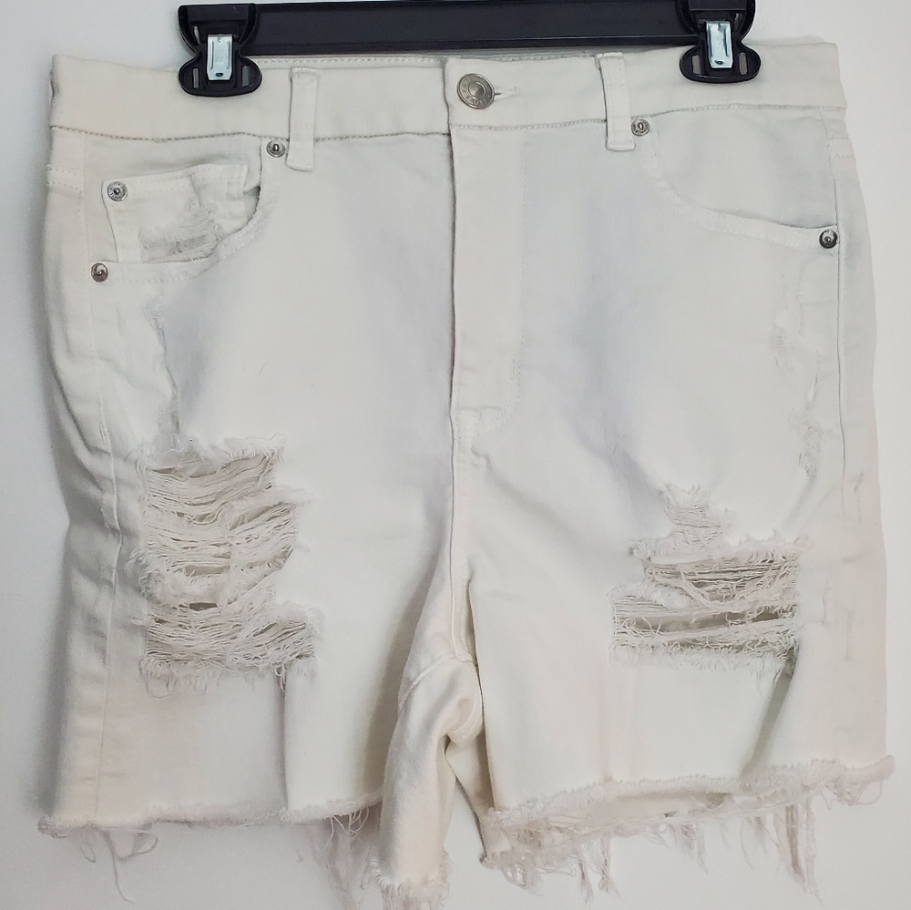 American Eagle White Distressed Shorts